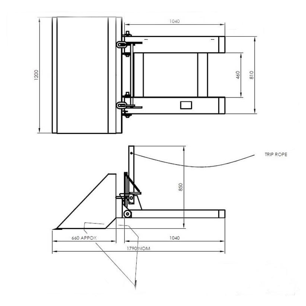 Mülltrichterschaufel für Gabelstapler details